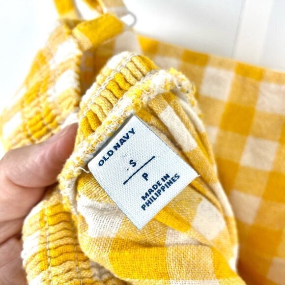 * Old Navy Yellow Gingham Linen Blend Jumpsuit Size S - Picture 7 of 8
